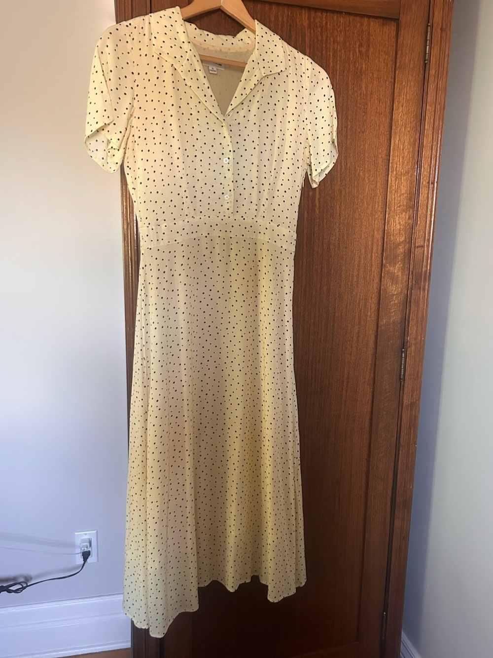 Frank & Oak Yellow Polka Dot Midi Dress